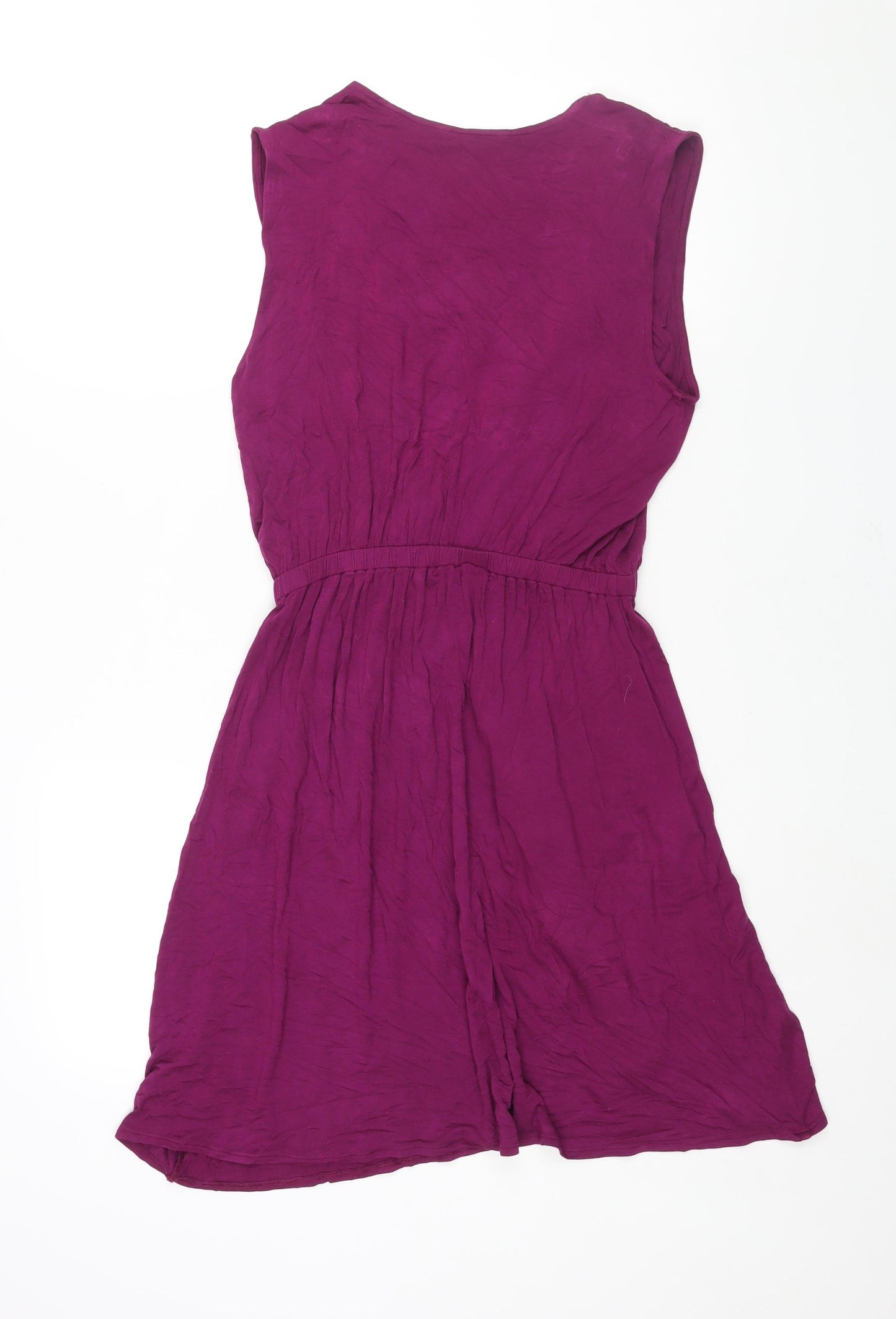 Marks and Spencer Womens Purple Viscose Wrap Dress Size 14 V-Neck Pullover