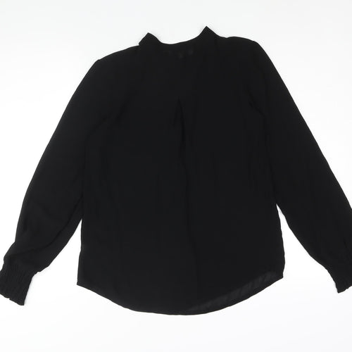 Marks and Spencer Womens Black Polyester Basic Blouse Size 10 Round Neck