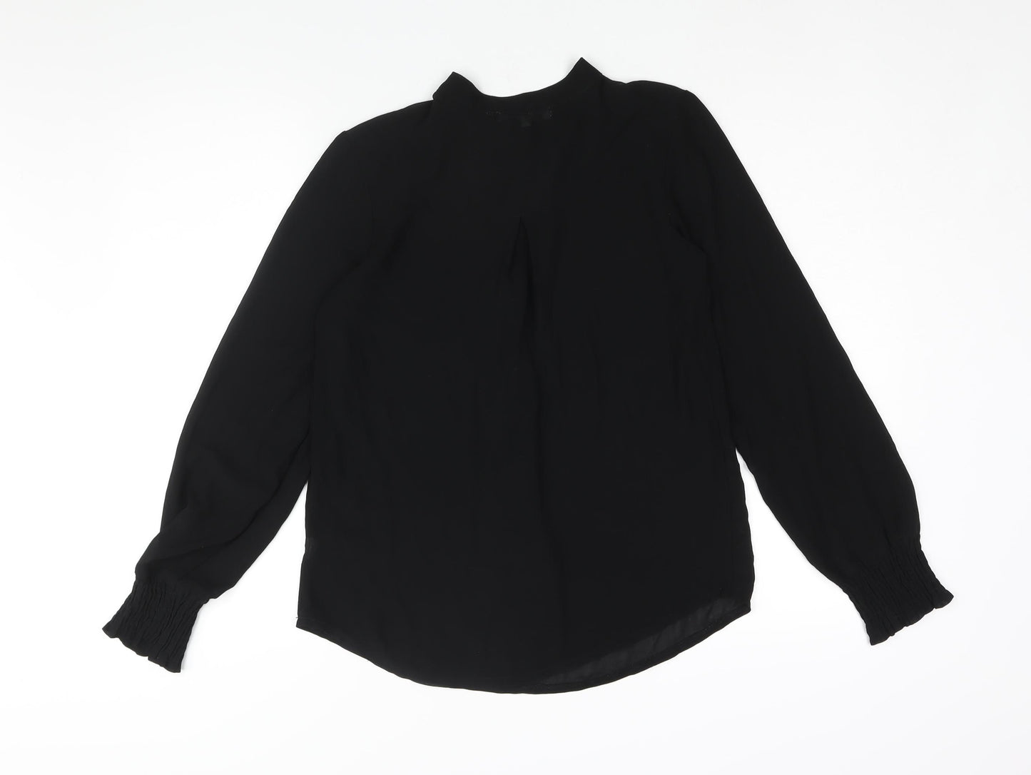 Marks and Spencer Womens Black Polyester Basic Blouse Size 10 Round Neck