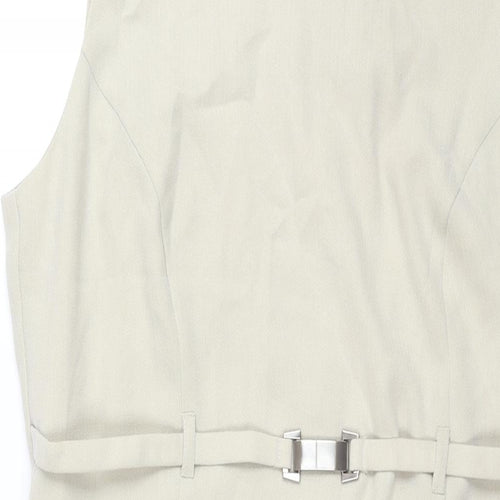 Kaliko Womens Beige Polyester Pencil Dress Size 16 Round Neck Zip - Vewnted Belt Detail