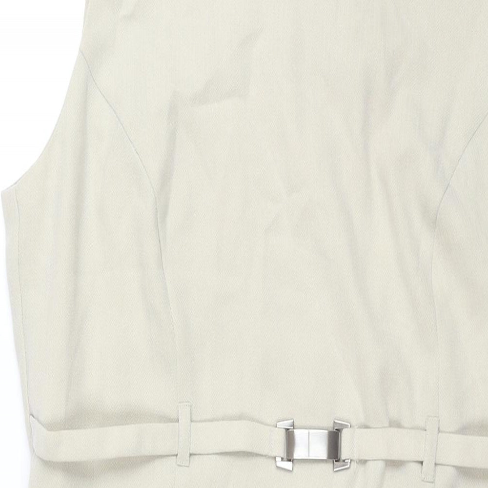 Kaliko Womens Beige Polyester Pencil Dress Size 16 Round Neck Zip - Vewnted Belt Detail