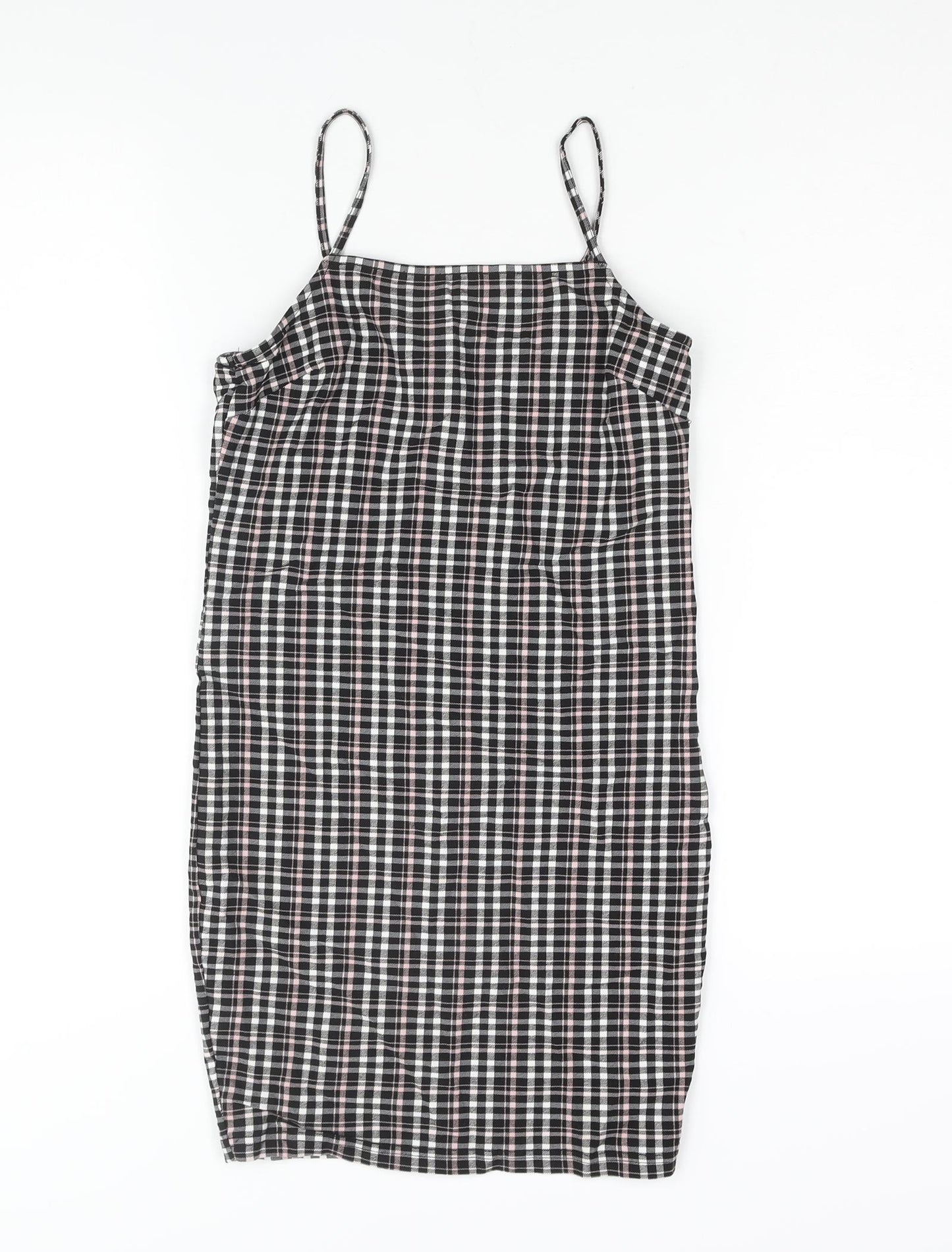 New Look Girls Black Check Polyester Shift Size 10-11 Years Square Neck Pullover