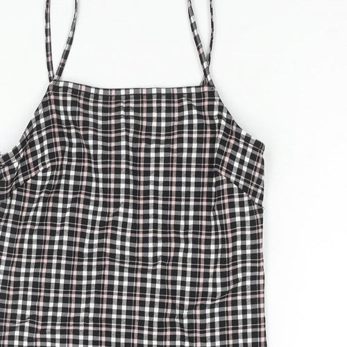 New Look Girls Black Check Polyester Shift Size 10-11 Years Square Neck Pullover