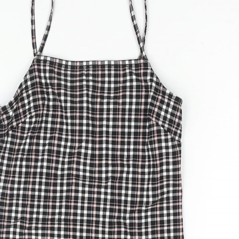 New Look Girls Black Check Polyester Shift Size 10-11 Years Square Neck Pullover