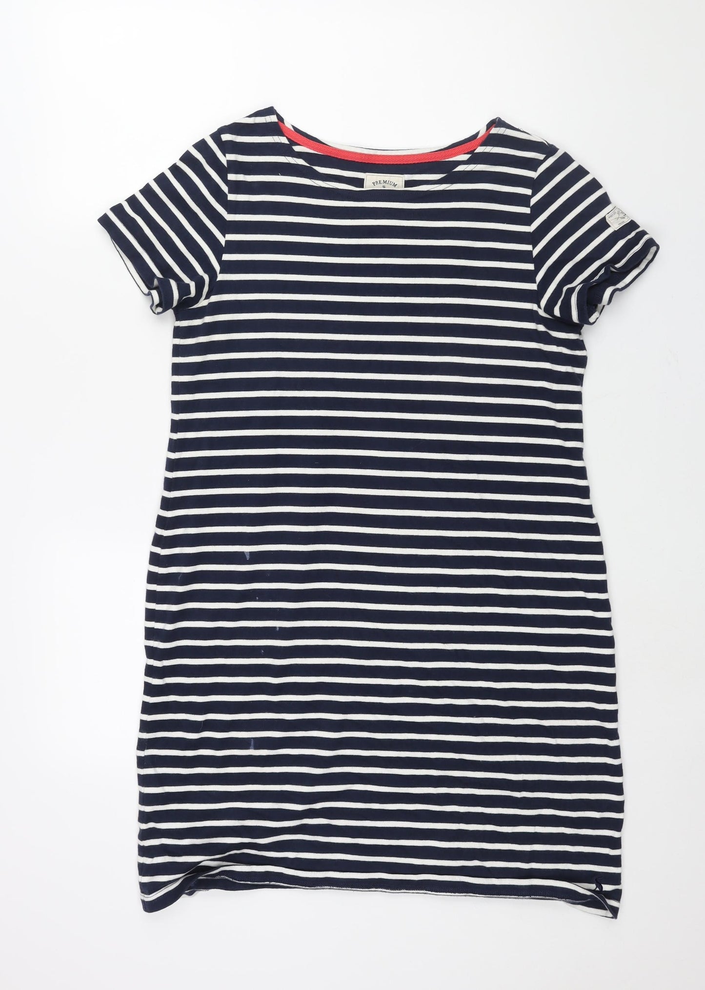 Joules Womens Blue Striped Cotton Shift Size 14 Round Neck Pullover