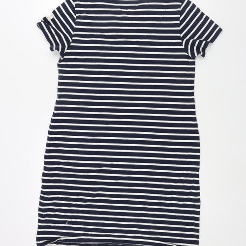 Joules Womens Blue Striped Cotton Shift Size 14 Round Neck Pullover