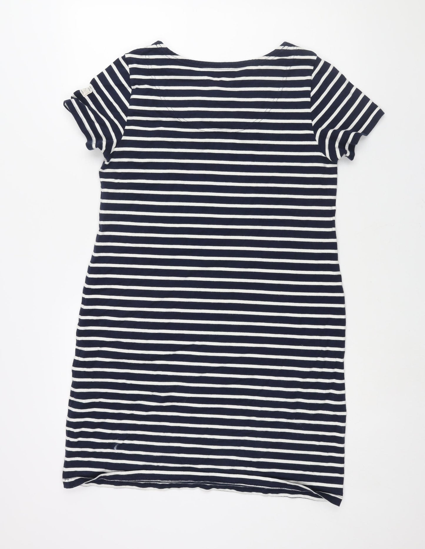 Joules Womens Blue Striped Cotton Shift Size 14 Round Neck Pullover