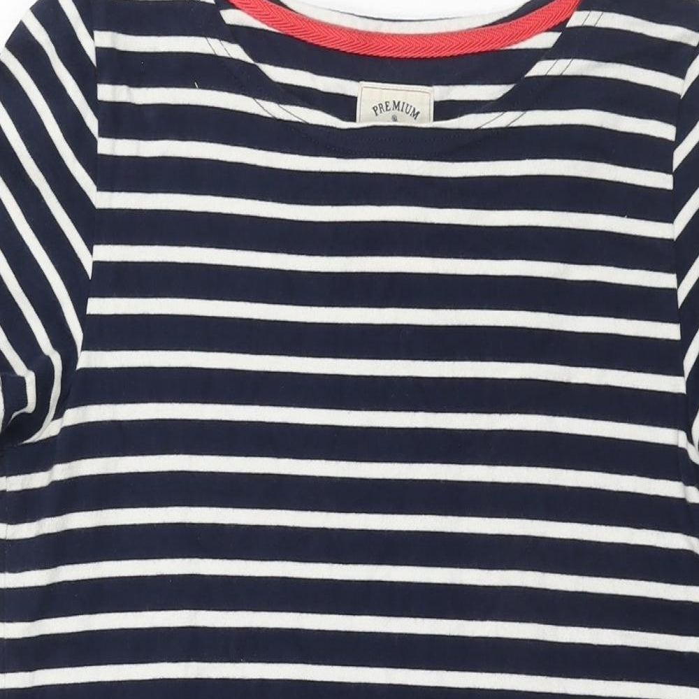 Joules Womens Blue Striped Cotton Shift Size 14 Round Neck Pullover