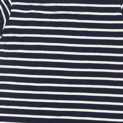 Joules Womens Blue Striped Cotton Shift Size 14 Round Neck Pullover
