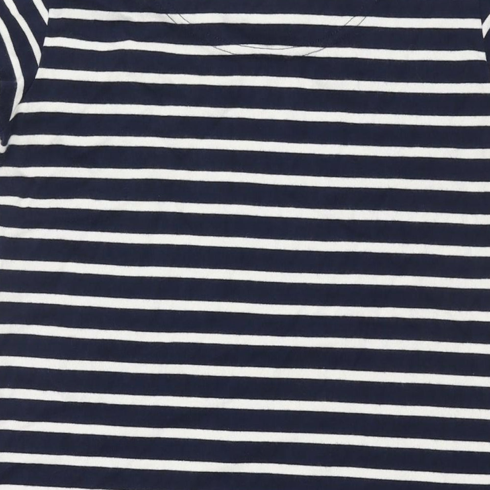 Joules Womens Blue Striped Cotton Shift Size 14 Round Neck Pullover