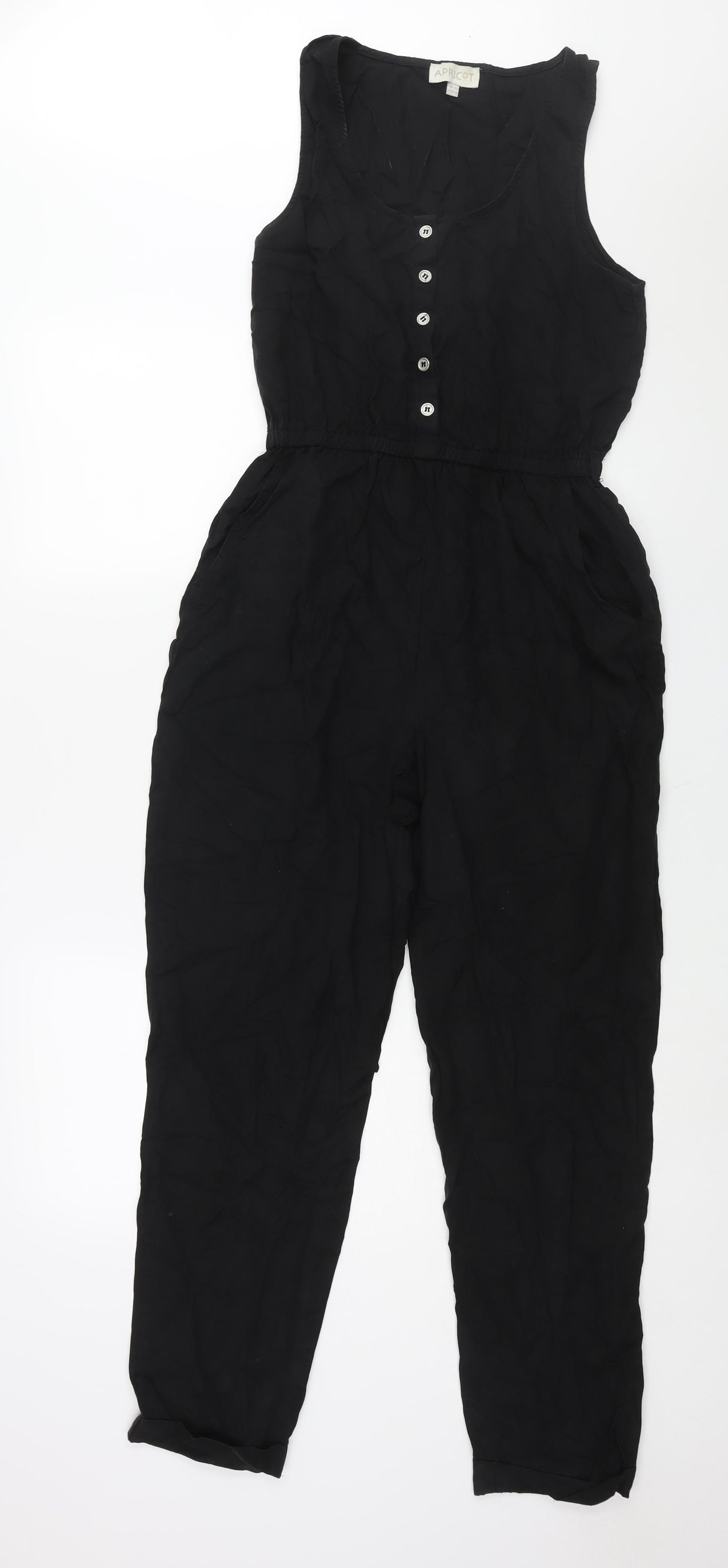 Apricot Womens Black Lyocell Jumpsuit One-Piece Size 10 L28 in Button