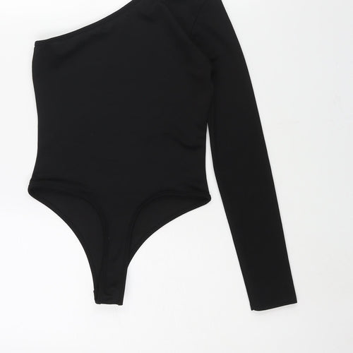 PRETTYLITTLETHING Womens Black Polyester Bodysuit One-Piece Size 8 Snap