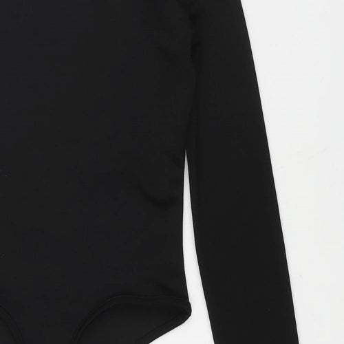 PRETTYLITTLETHING Womens Black Polyester Bodysuit One-Piece Size 8 Snap