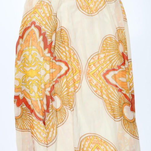 Boohoo Womens Yellow Geometric Polyester Maxi Size 16 Halter Pullover