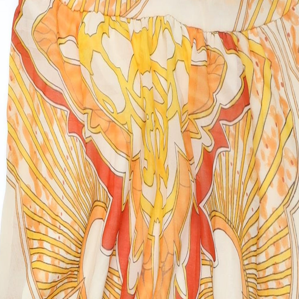 Boohoo Womens Yellow Geometric Polyester Maxi Size 16 Halter Pullover