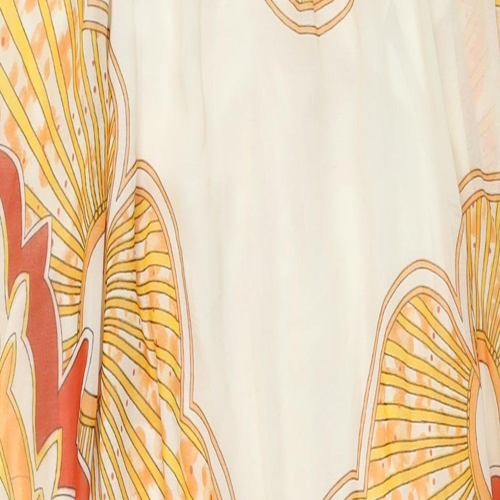 Boohoo Womens Yellow Geometric Polyester Maxi Size 16 Halter Pullover