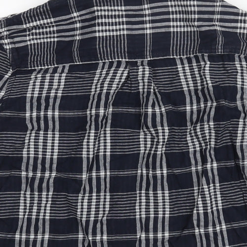 Marks and Spencer Womens Blue Check Cotton Basic Button-Up Size 8 Collared