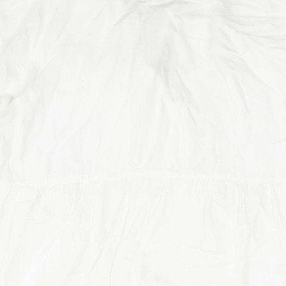 TEX Womens White Polyester Basic Blouse Size XL Round Neck - Button Detail Lace Trim