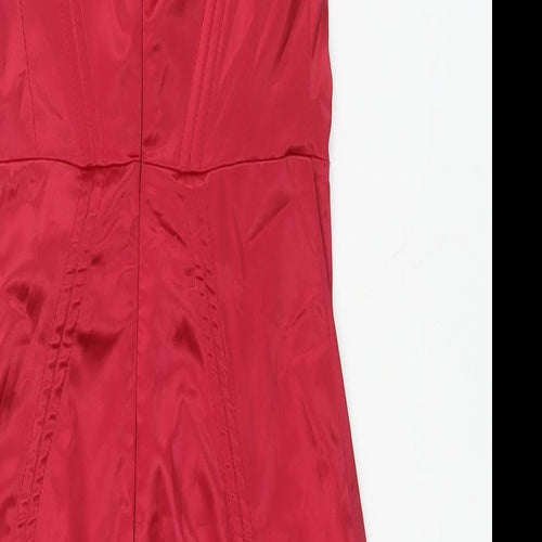 Oh Polly Womens Pink Polyester Bodycon Size 8 Sweetheart Zip - Corset Bodice Lace Up Detail