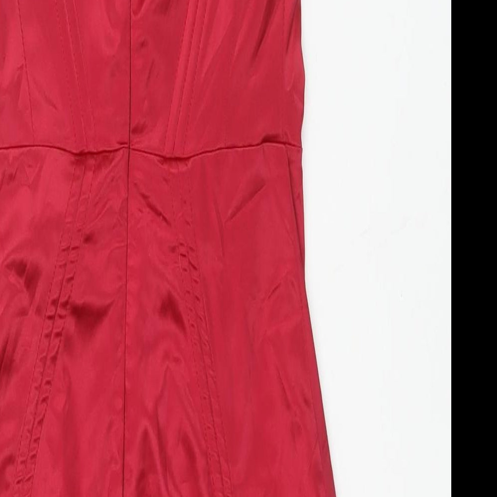 Oh Polly Womens Pink Polyester Bodycon Size 8 Sweetheart Zip - Corset Bodice Lace Up Detail