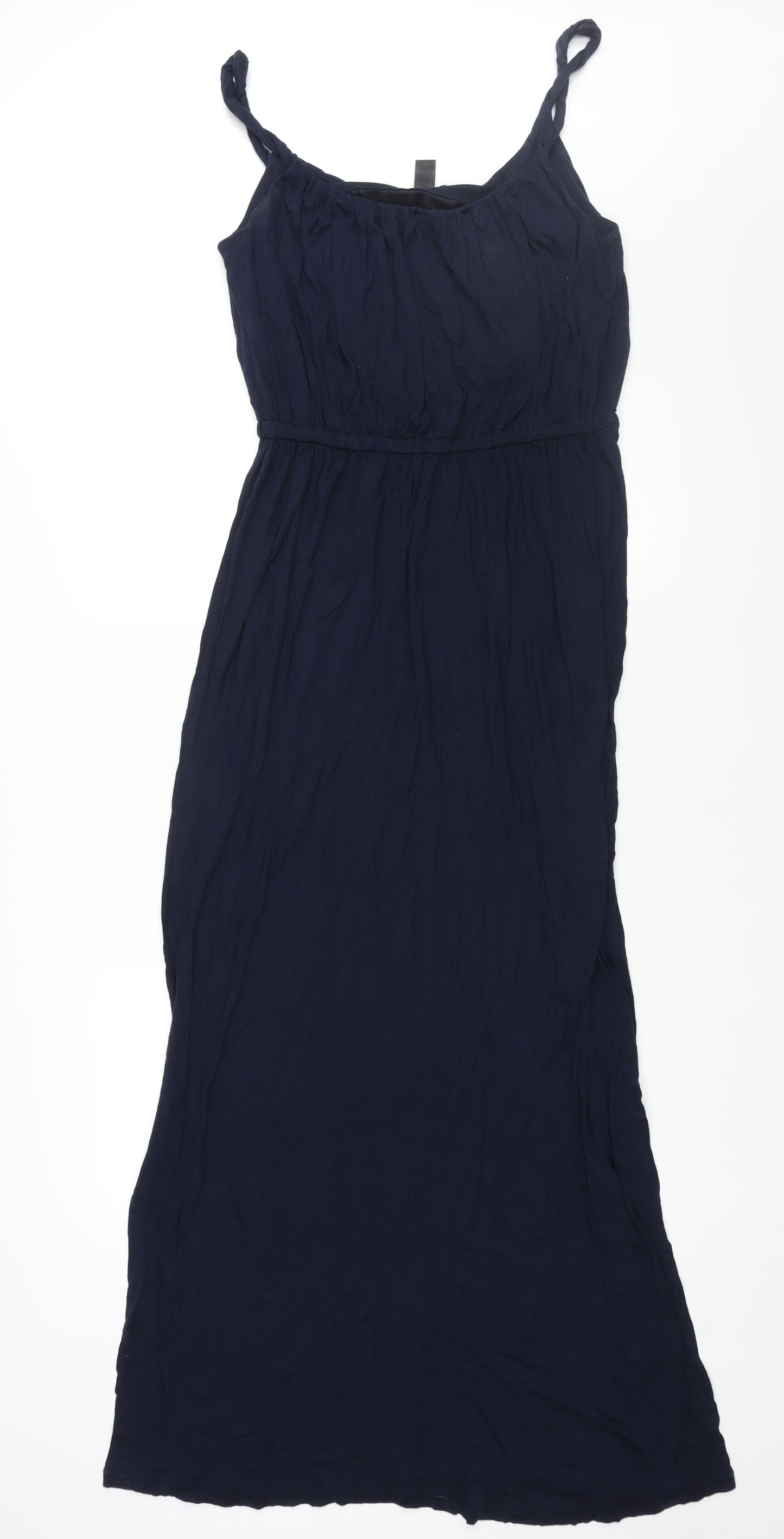 Mango Womens Blue Viscose Maxi Size L Scoop Neck Pullover