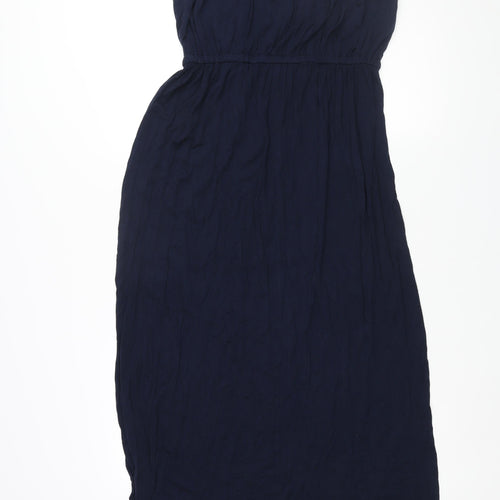 Mango Womens Blue Viscose Maxi Size L Scoop Neck Pullover