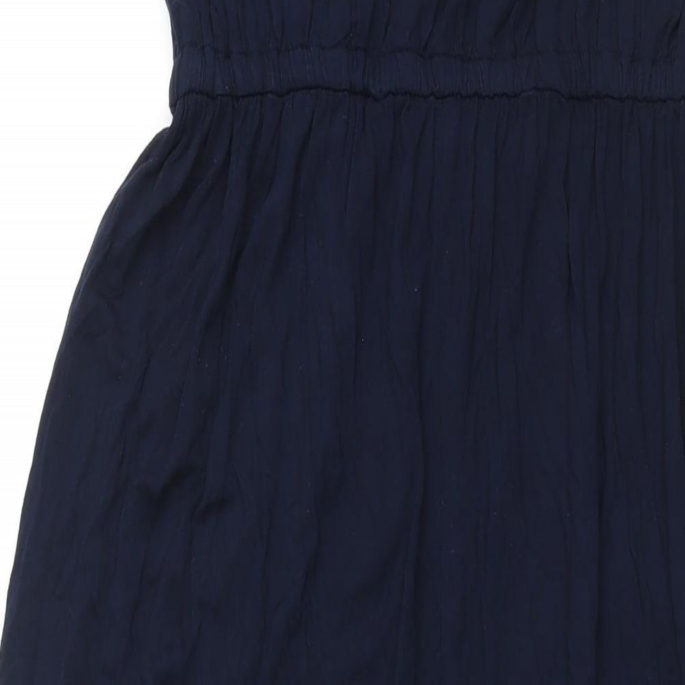 Mango Womens Blue Viscose Maxi Size L Scoop Neck Pullover