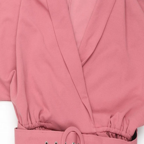 ASOS Womens Pink Polyester Pencil Dress Size 12 V-Neck Pullover - Collared Belted
