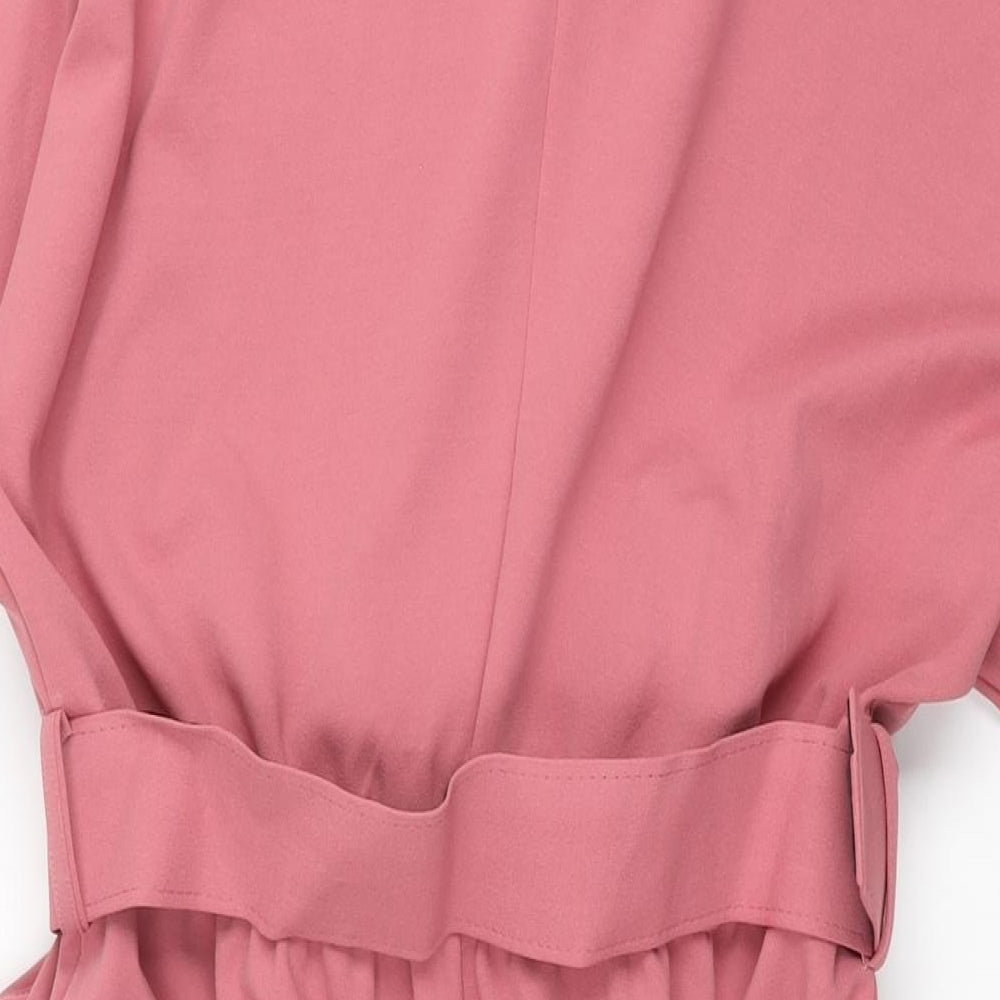 ASOS Womens Pink Polyester Pencil Dress Size 12 V-Neck Pullover - Collared Belted