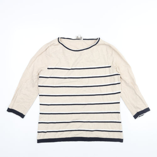 CC Womens Beige Round Neck Viscose Pullover Jumper Size S - Stripe Print