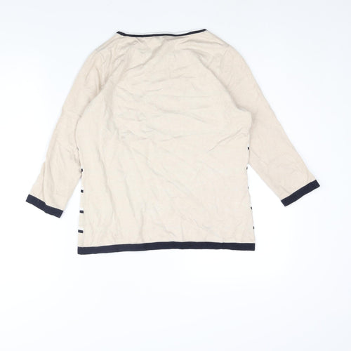 CC Womens Beige Round Neck Viscose Pullover Jumper Size S - Stripe Print