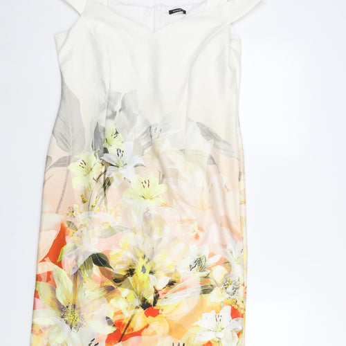 Roman Womens Multicoloured Polyester Shift Size 16 Sweetheart Zip - Floral Print Cold Shoulder