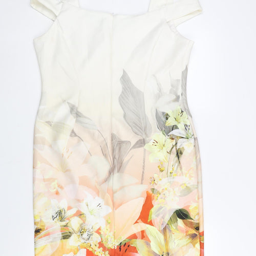 Roman Womens Multicoloured Polyester Shift Size 16 Sweetheart Zip - Floral Print Cold Shoulder