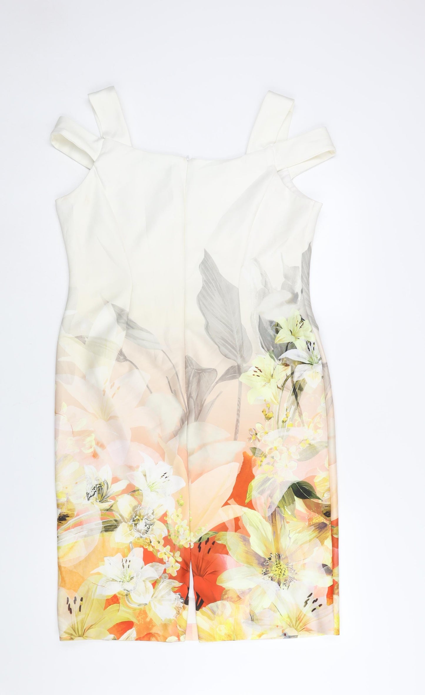 Roman Womens Multicoloured Polyester Shift Size 16 Sweetheart Zip - Floral Print Cold Shoulder