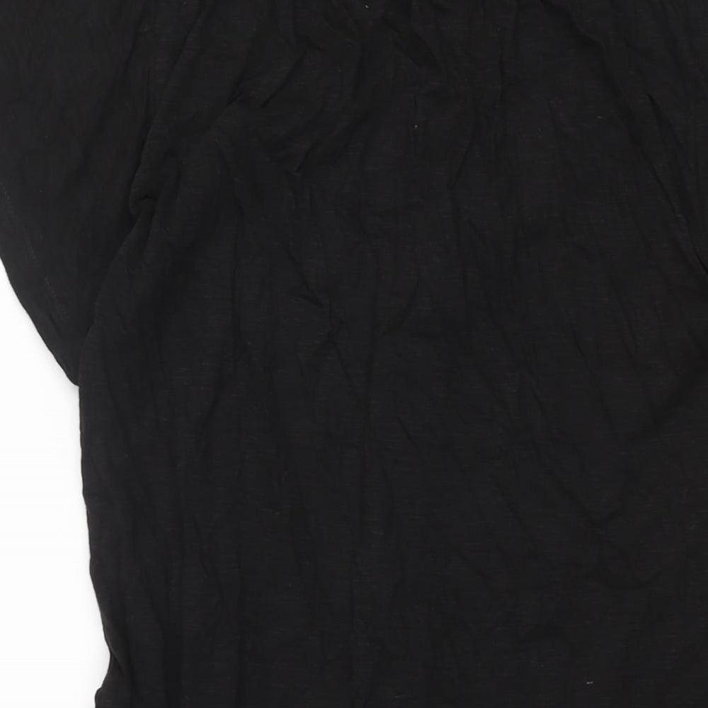 Fat Face Womens Black Cotton Shift Size 10 Collared Button - Frill Hem