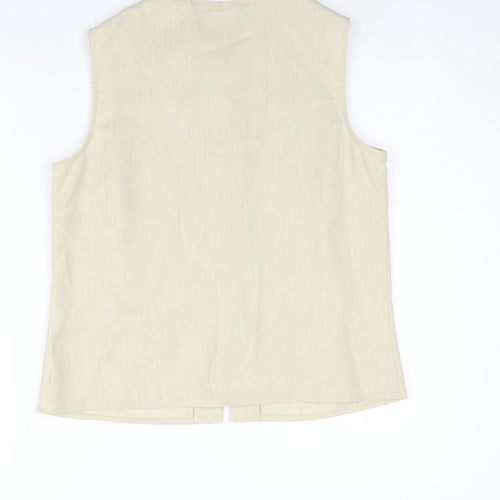 Berkertex Womens Beige Polyester Camisole Blouse Size 14 Round Neck - Embroidered Detail