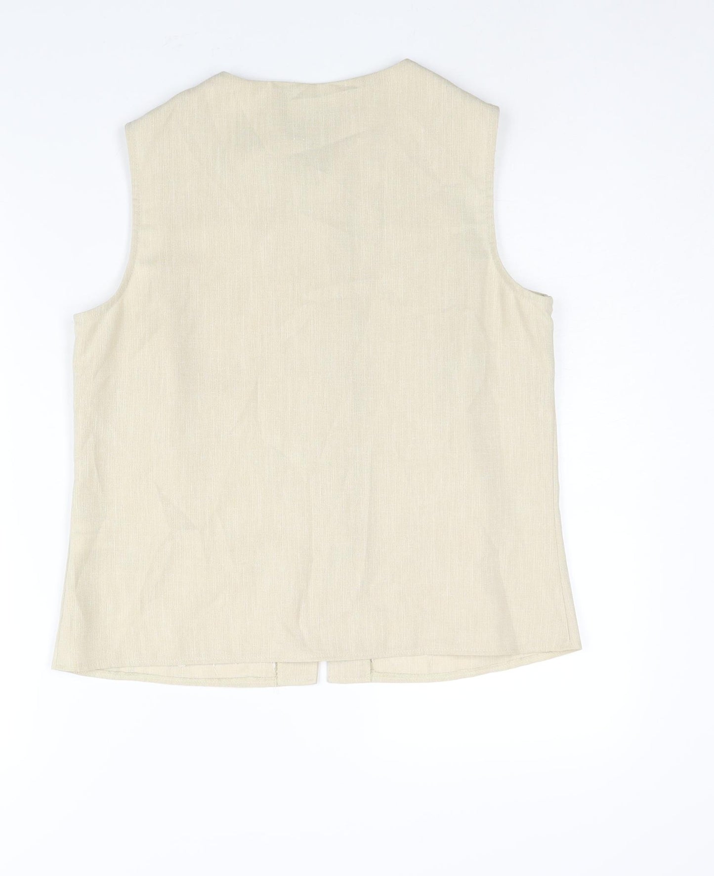 Berkertex Womens Beige Polyester Camisole Blouse Size 14 Round Neck - Embroidered Detail