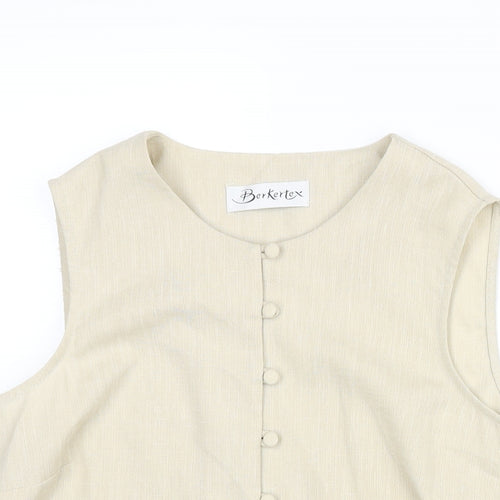 Berkertex Womens Beige Polyester Camisole Blouse Size 14 Round Neck - Embroidered Detail