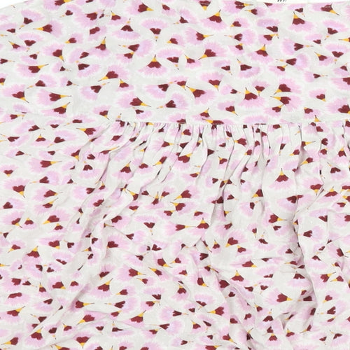 H&M Womens Pink Geometric Viscose Basic Blouse Size 16 V-Neck - Floral Print