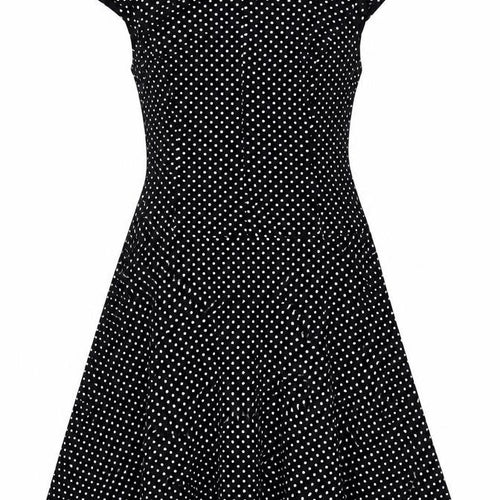 Anne Klein Womens Black Polka Dot Polyester A-Line Size 14 Boat Neck Zip