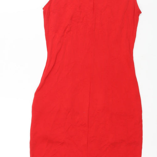 ASOS Womens Red Viscose Bodycon Size 12 Round Neck Pullover - Pockets