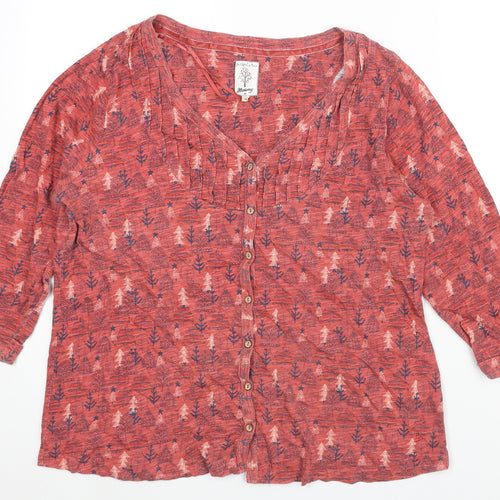 MANTARAY PRODUCTS Womens Multicoloured Geometric Cotton Basic Blouse Size 16 V-Neck - Tree Print