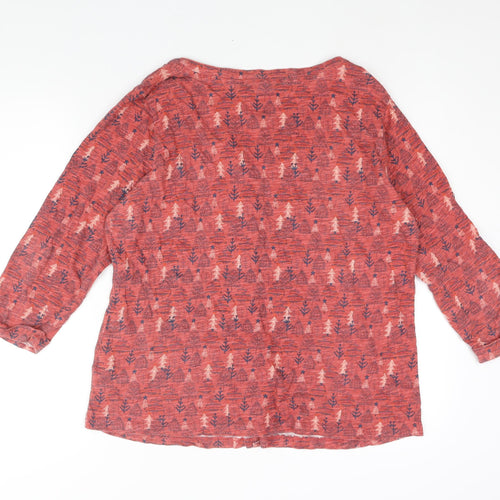 MANTARAY PRODUCTS Womens Multicoloured Geometric Cotton Basic Blouse Size 16 V-Neck - Tree Print