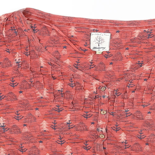 MANTARAY PRODUCTS Womens Multicoloured Geometric Cotton Basic Blouse Size 16 V-Neck - Tree Print