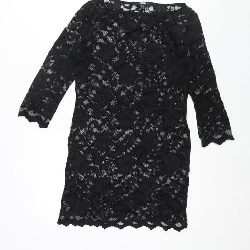 ASOS Womens Black Polyester Mini Size 14 Round Neck Pullover - Semi Sheer