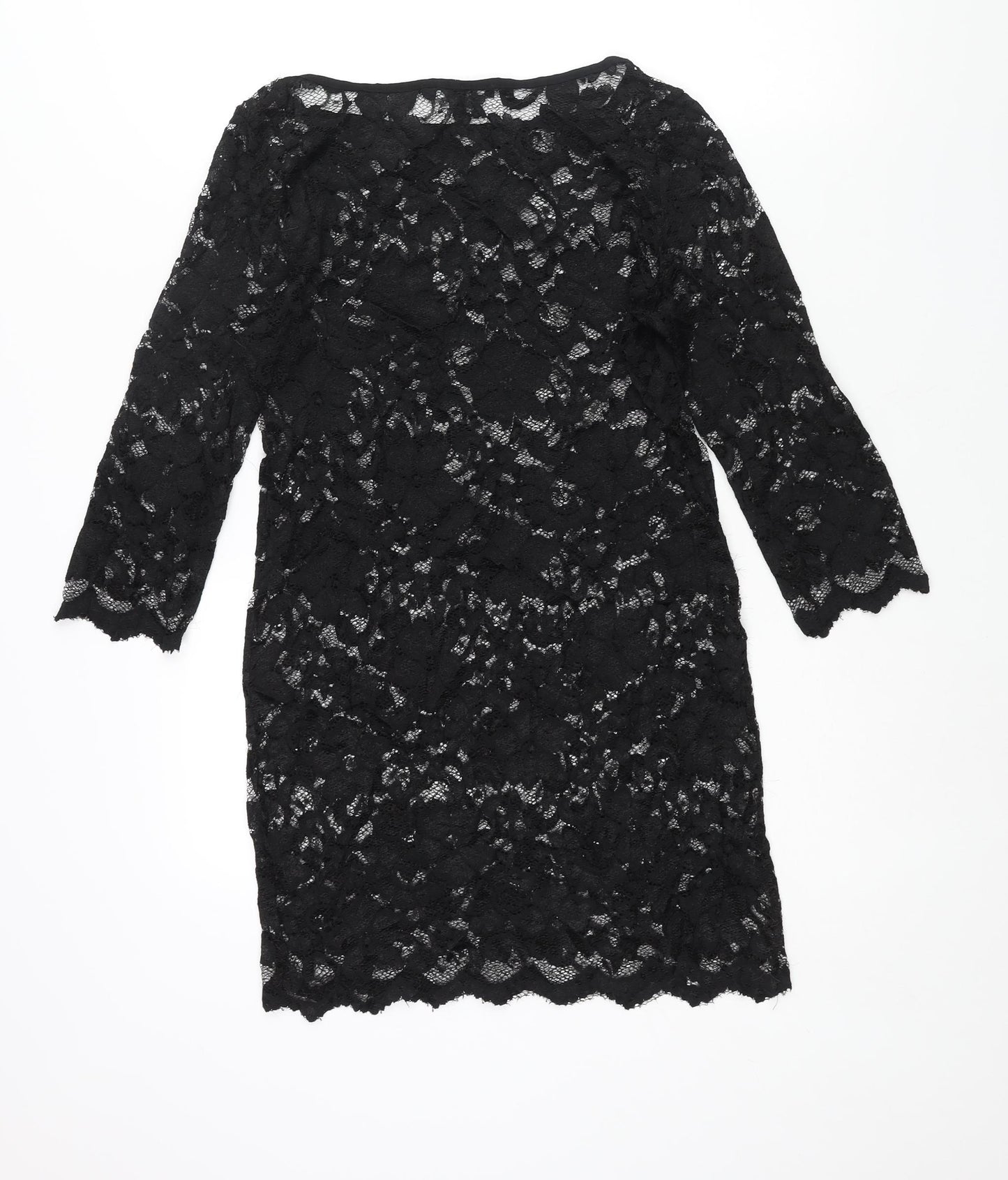 ASOS Womens Black Polyester Mini Size 14 Round Neck Pullover - Semi Sheer