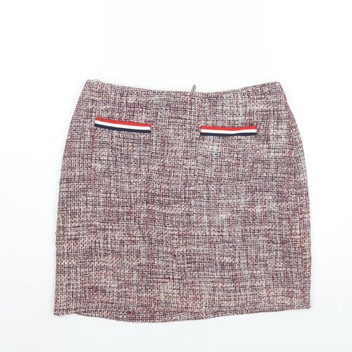 Marks and Spencer Womens Multicoloured Cotton Straight & Pencil Skirt Size 10 Zip - Pocket Detail