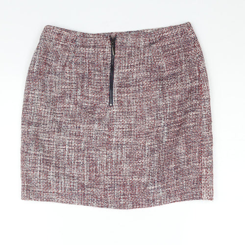Marks and Spencer Womens Multicoloured Cotton Straight & Pencil Skirt Size 10 Zip - Pocket Detail