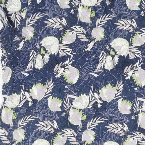 MANTARAY PRODUCTS Womens Blue Geometric Cotton Basic Blouse Size 20 Round Neck - Floral Print