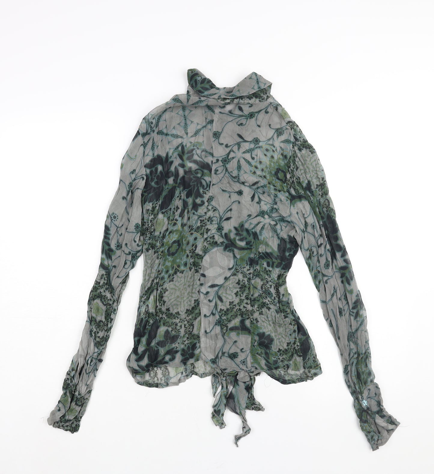 Summum Womens Multicoloured Geometric Polyester Basic Blouse Size 8 V-Neck - Frill Semi Sheer